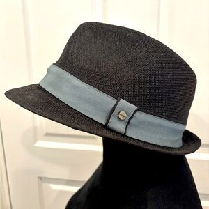 Stetson Traveler Men’s Black Fedora With Grey Piping And Logo Sz M Style #31905